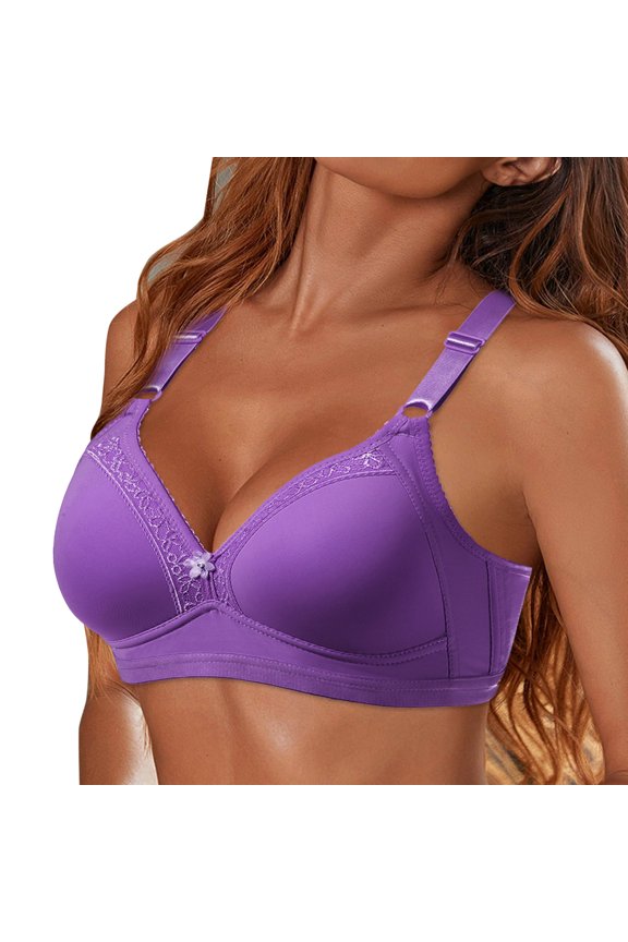 Bras for Back Fat Womens Rimless Underwear Push Up Large Cup Thin Cotton Rimless Bra Plus Size Bras With Back Fat Coverage Womens Tank Tops Womens Tank Tops(Purple,95C)
