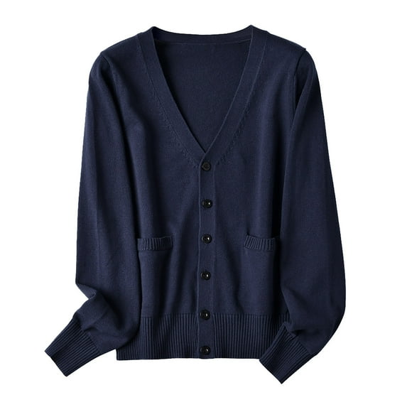 LQCMBYF Light Weight Cardigan Women Ladies' Solid Tone Buttoned Mercerized Cotton Loose Sweater With Cardigan Jacket Black Sweaters for Women Womens Cardigans Lightweight (Navy Blue,XXXXL)