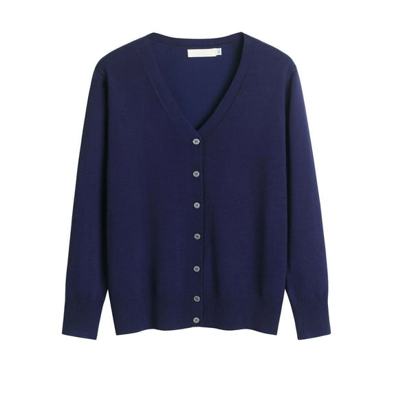 LQCMBYF Long Cardigans for Women Trendy Ladies' Solid Tone Buttoned Mercerized Cotton Loose Sweater With Cardigan Jacket Long Cardigan Womens Cardigan (Dark Blue,XXL)