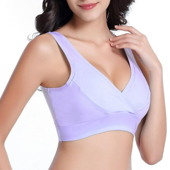 LQCMBYF Running Sports Bras for Women Women's Vest No Steel Ring Nursing Cotton Underwear Comfortable Sleeping Bra Womens Sports Bra Women Sports Bra Sport Bras (Purple,XXXXL)