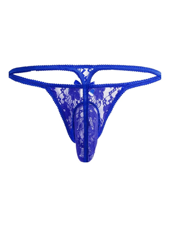 Sexy Mens Underwear Men's G-String T-Back Shorts Men Underwear Men Stylish Lace Pattern Sexy Underwear for Men Mens Pouch Underwear(Dark Blue,XXXL)