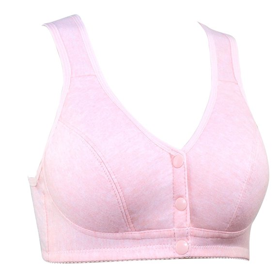 LQCMBYF Strappy Sports Bra Soft Cotton Front Buckle Middle Aged And Elderly Underwear Women Smooth No Underwire Wide Strap Vest Type New Large Size Bra Running Bra High Impact Sports Bra (E,E)