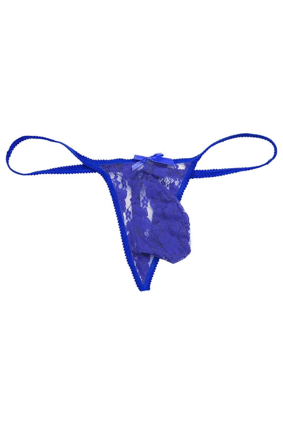 Thongs for Men Men's G-String T-Back Shorts Men Underwear Men Stylish Lace Pattern Mens Thongs Male Thong Underwear(Dark Blue,XXXXL)