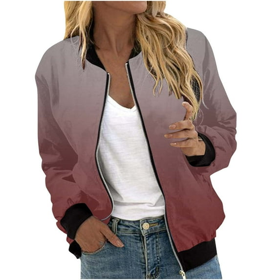 LQCMBYF Windbreaker Jacket Women Coat for Womens Suitable Daily Jackets Lightweight Zip Up Jacket Floral Print Coat Stand Collar Short Sports Outwear Black Jacket Women Womens Jackets Casual (Red,L)