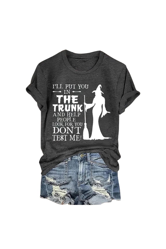 Women'S T-Shirts Shirt Women Halloween Brew Tshirt Funny Coffee Co Letter Print T Shirt Tee Women Tops (Gray,S)