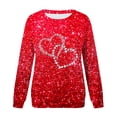 thumbnail image 1 of LQCMBYF Women's Sweatshirts Women's Spring Autumn and Summer Love Printed Bright Glitter Hoodless Long Sleeve Loose Round Neck Daily Hundred Sweatshirt Fall Shirts for Women (Red,XXXL), 1 of 3