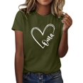 thumbnail image 1 of LQCMBYF Womens Basic Tops Oma Women's Love Letter Printed Shirt Short Sleeved Round Neck T Shirt Fashion Top Lightweight Soft Casual Summer Clothing Clothes Womens Tee Shirts (Army Green,S), 1 of 4