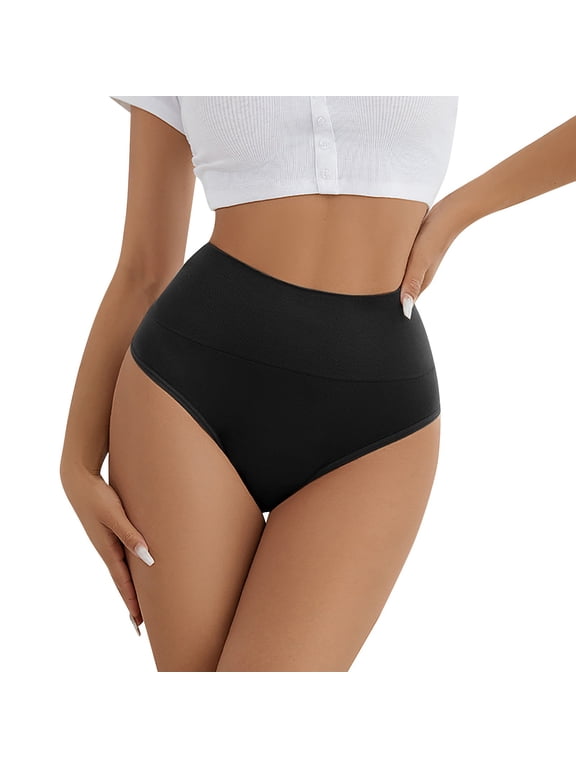 Womens Cotton Thongs Women's Solid Color Conservative Middle Waist Seamless Cotton Crotch Yoga Exercise Breathable V String Cotton Thongs for Women G String(Black,S)