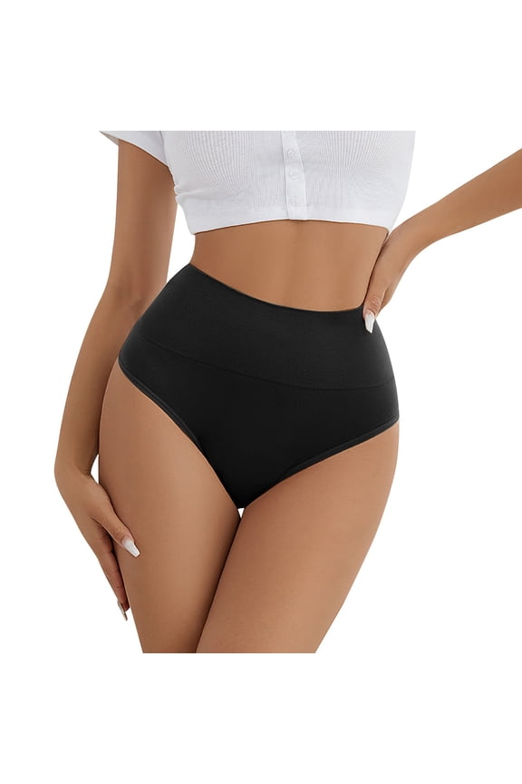 Womens Cotton Thongs Women's Solid Color Conservative Middle Waist Seamless Cotton Crotch Yoga Exercise Breathable V String Cotton Thongs for Women G String(Black,S)