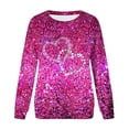 thumbnail image 1 of LQCMBYF Womens Crewneck Sweatshirt Women's Spring Autumn and Summer Love Printed Bright Glitter Hoodless Long Sleeve Loose Round Neck Daily Hundred Sweatshirt (Purple,L), 1 of 3