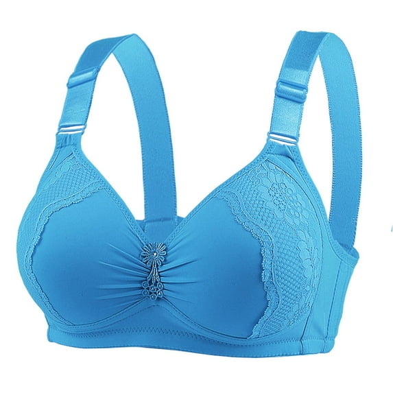 LQCMBYF Womens Sports Bras Women Lady Plus Size Gathered Bra Adjustable Pair of Thin Breast Cup Underwear Womens Sports Bra Women Sports Bra Sport Bras (Blue,42)