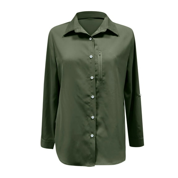 LQCMBYF Womens Tops Dressy Casual Womens Shirts Upf 50+ Sun Long Sleeve Outdoor Cool Quick Dry Fishing Hiking Shirt Plus Size Blouses for Women (Army Green,L)