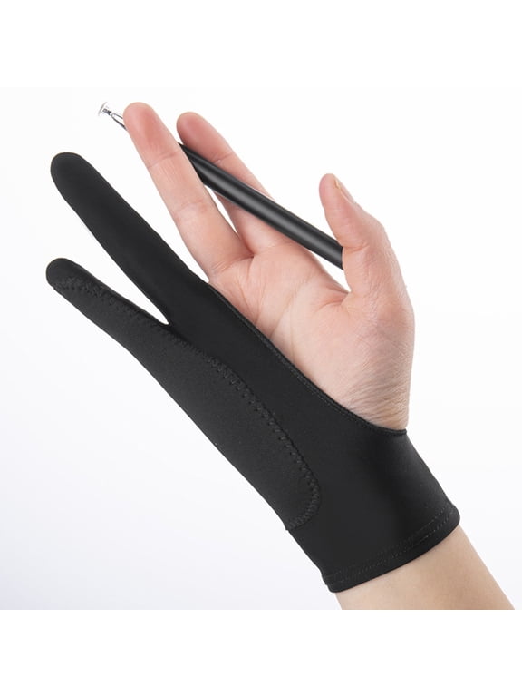 1 Pcs Drawing Glove for Digital Drawing Tablet, iPad Smudge Guard, Two-Finger, Reduces Friction, Elastic Lycra, Good for Right and Left Hand