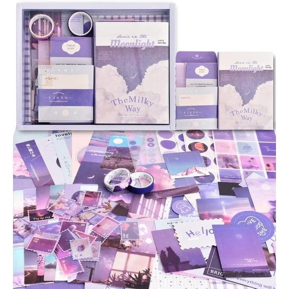 LQCrafK 10" x 8" Vintage Aesthetic Scrapbooking Kit, Teens 12 (155 Pieces)