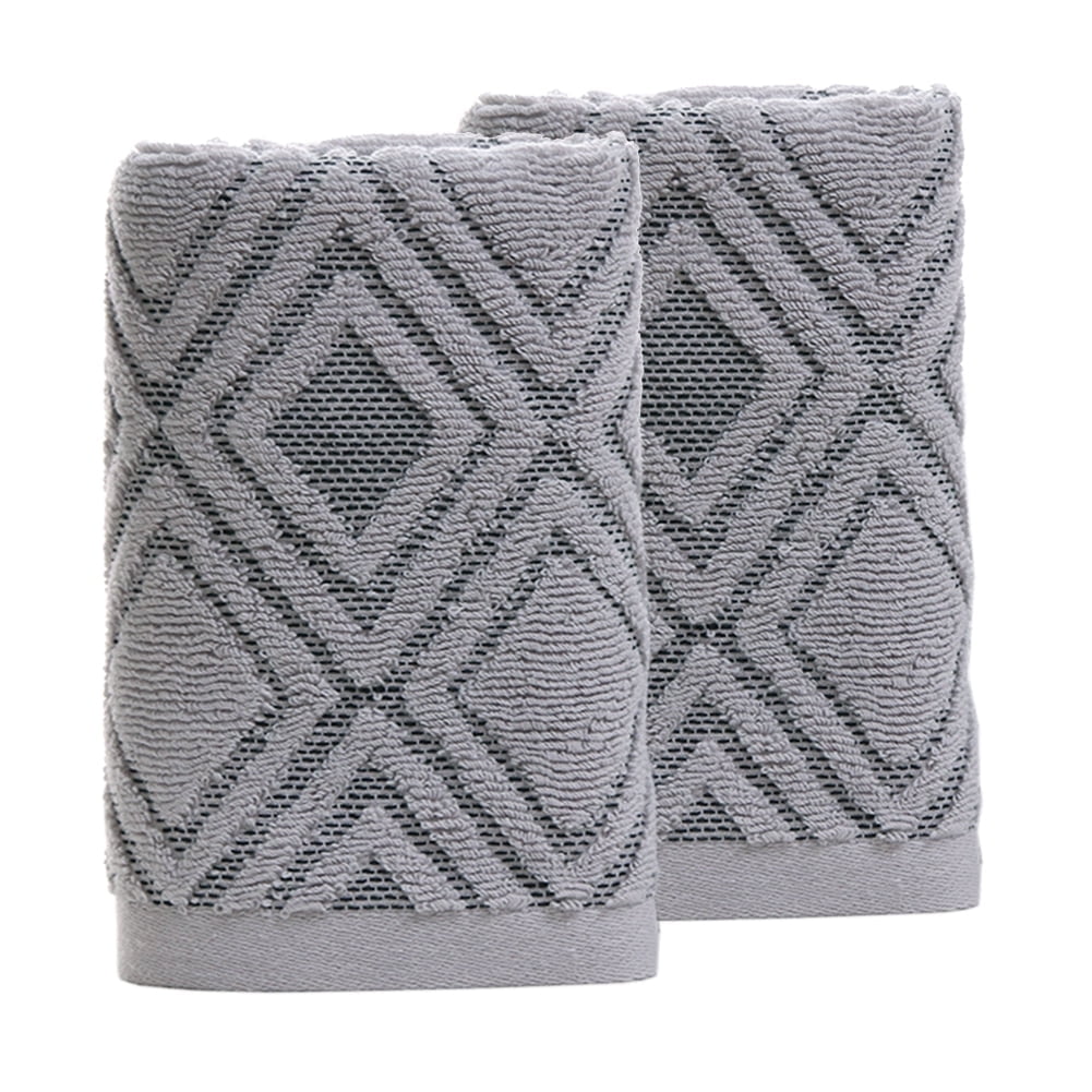 LQCrafK 100% Cotton Diamond Pattern Hand Towels for Bathroom Set of 4 (Beige Brown)