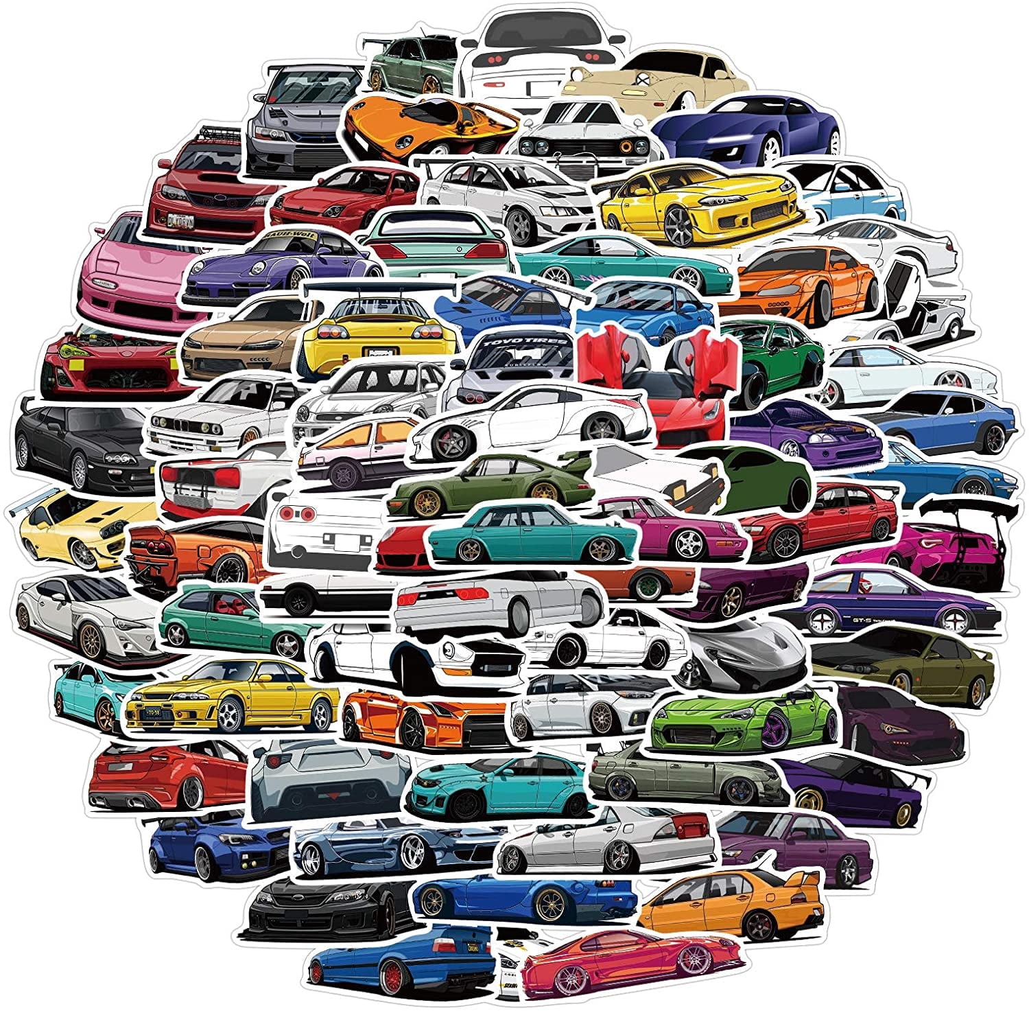 LQCrafK 100pcs Racing car Stickers - Waterproof Cars Vinyl vsco ...