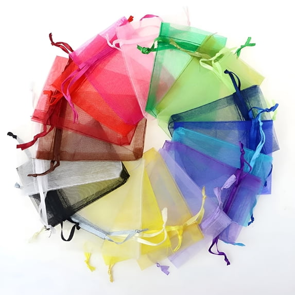 LQCrafK 100pcs Small Drawstring Mesh Gift Bags Organza Bags 2.8x3.5" Pouches Packing bags Candies bags
