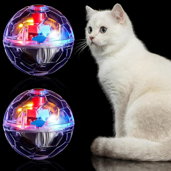 LQCrafK 2 Pcs Cat Ball Ghost Hunting Light up Cat Balls Toy Motion LED Motion Activated Flash Cat Ball, Glowing Lighted Dog Interactive Toys Pet Glowing Ball