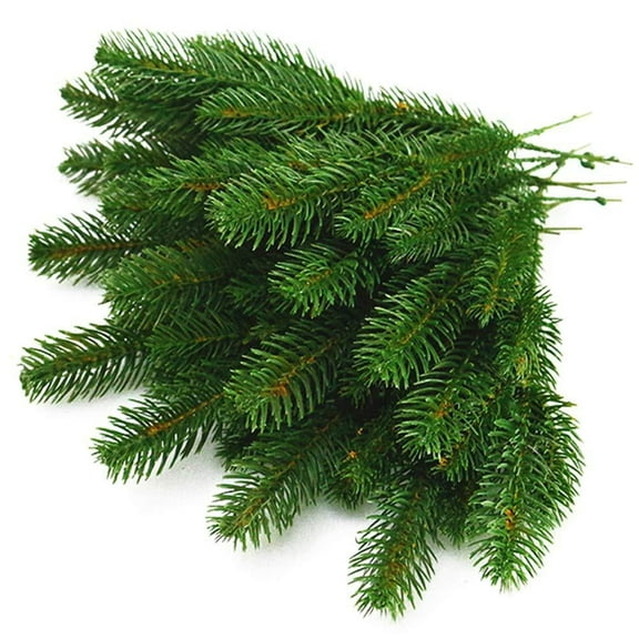 LQCrafK 25pcs Artificial Greenery Pine Needle Garland Pine Picks Christmas Holiday Home Decor, 9.4x4.7 inches(Green-25 Pack) 25 Pack Green
