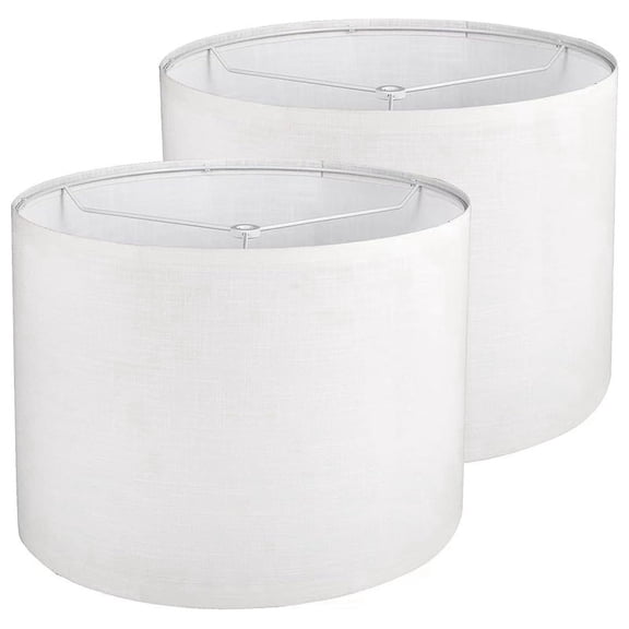 LQCrafK 2Pcs Drum Lampshade, Lamp Shades for Table Floor Lamp, White Shades, Easy Assembly Replacement Lampshades