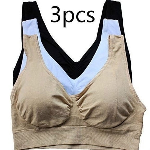 LQCrafK 3 pack Women Sports Bra Wirefree Yoga Bras Tank Top High Intensity Push Up