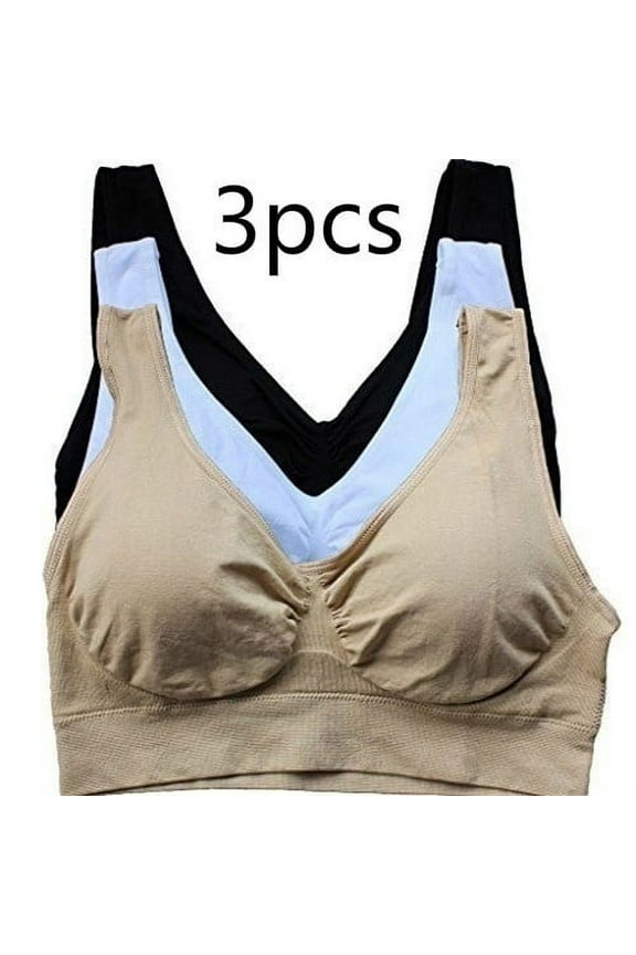 3 pack Women Sports Bra Wirefree Yoga Bras Tank Top High Intensity Push Up