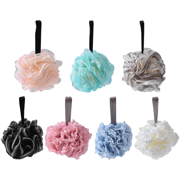 LQCrafK 3Packs Bath Sponge Shower Loofahs Mesh Pouf Bath Scrunchies Body Wash Puff