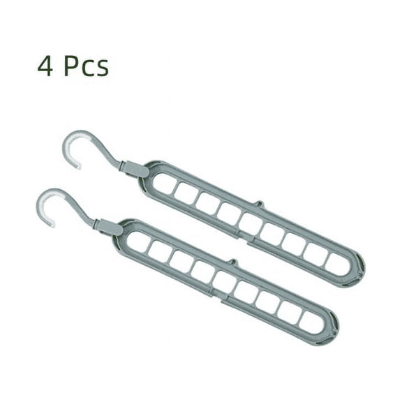 LQCrafK 4 Pack Magic Space Saving Hangers Closet Organizer and Storage, College Dorm Room Essentials, 9 Hole Multifunctional Closet Storage Organization for Clothes, Shirts and Dresses (Gray)