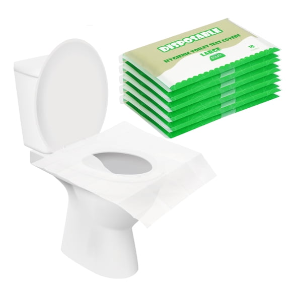 LQCrafK 50 Pack Toilet Seat Covers Paper Flushable,Travel Disposable Flushable Paper Toilet Seat Covers for Adults and Kids Potty Training in Public Restrooms,Airplane,Camping(L,56x42cm,22x16.5 inch)