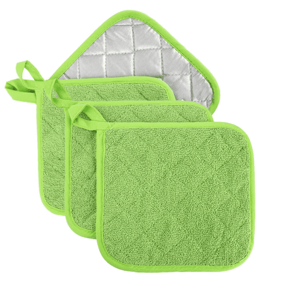 LQCrafK 6 Pack Pot Holders for Kitchen Heat Resistant Pot Holders Sets Oven Hot Pads Cloth Pot Holders for Cooking Baking(7"x 7",GREEN)