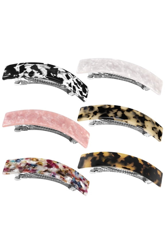 6long Skinny Hair Barrettes Large Automatic Hair Clip Tortoise Shell Hair Accessories For Women Girls Thick Hair,6 Color Available