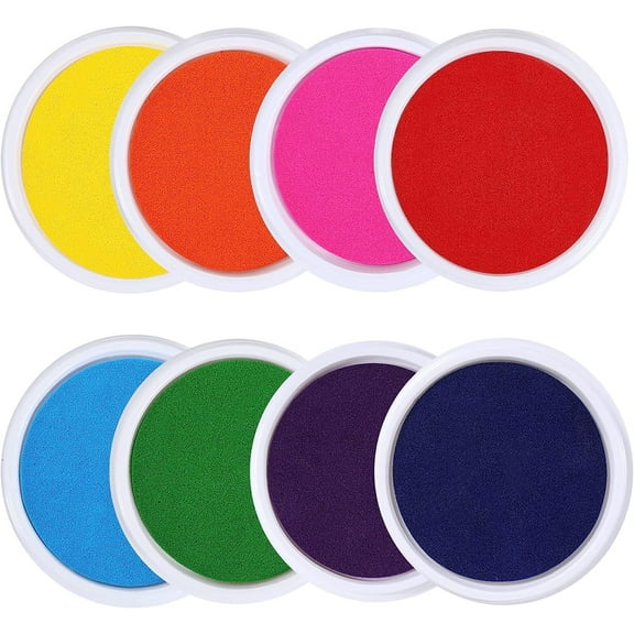 LQCrafK 8 Colors Rainbow Washable Large Ink Pads for Rubber Stamps Kids (Pack of 8)