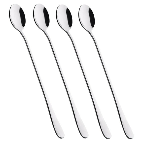 LQCrafK 9-Inch Long Handle Iced Tea Spoon, Coffee Spoon, Ice Cream Spoon, Stainless Steel Stirring Spoons, Set of 4