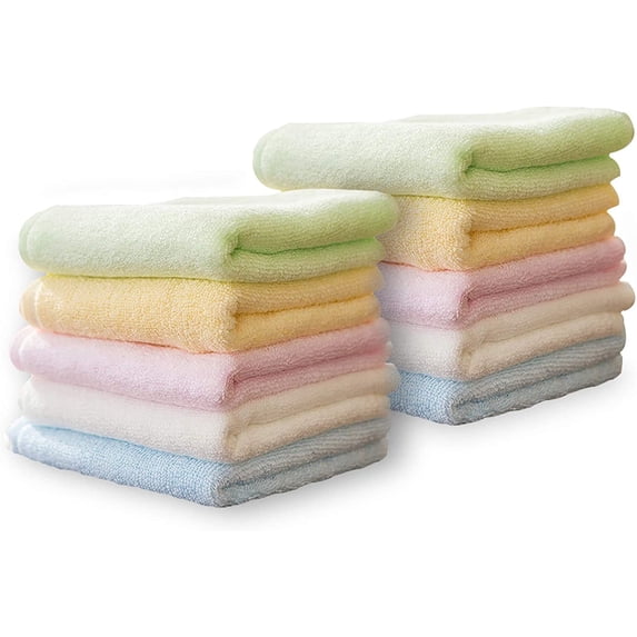 LQCrafK Bamboo Washcloths Towel Set 10 Pack Baby Wash Cloth for Bathroom-Hotel-Spa-Kitchen Multi-Purpose Fingertip Towels and Face Cloths 10'' x 10''
