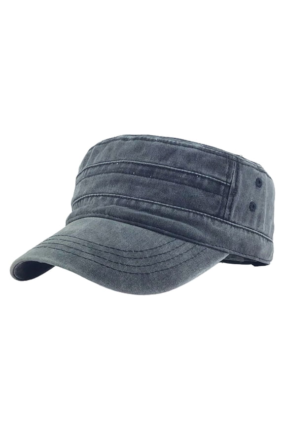 Cadet Cap Military Army Style Hat Baseball Cap Flat Top Washed Spring Summer Vintage Low-profile Cadet Hat