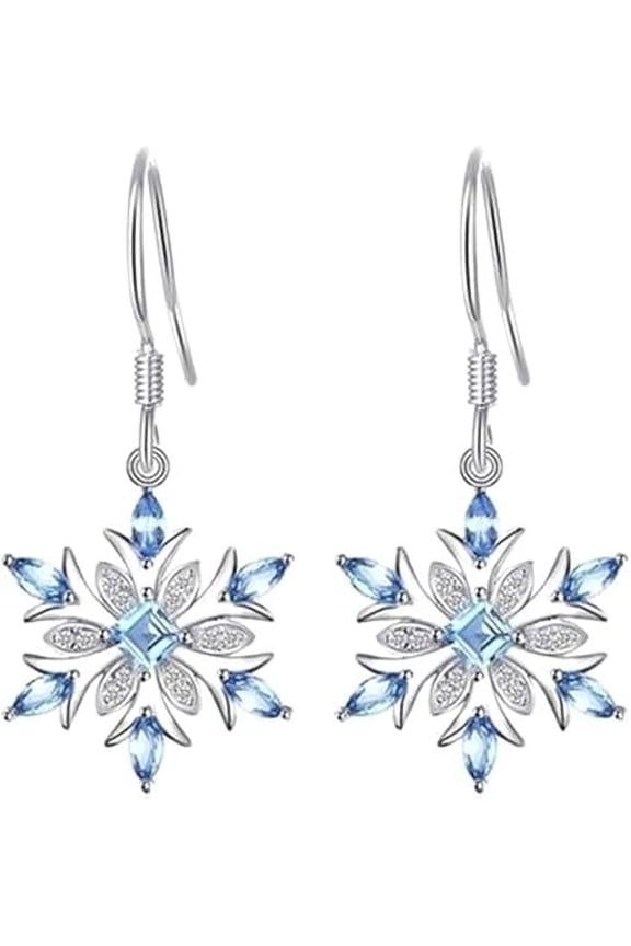 /Christmas Tree Dangle Earrings G23 Pure Titanium Ear Hook For Sensitive Ears Fashion Lightblue Crystal Winter Party Whitegold