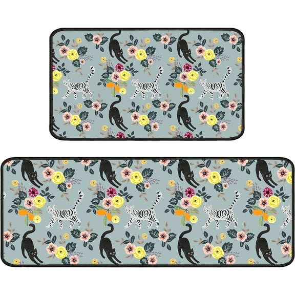 LQCrafK Coffee Kitchen Rugs Kitchen Mats for Floor 2 Piece, Kitchen Floor Mats for in Front of Sink and Kitchen Matt for Standing for Coffee Kitchen Decor 17"X30" 17"X47"