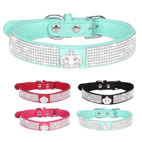 LQCrafK Dog Cat Collar Bling Diamond with Rhinestone Crown Decoration for Small Medium Large Dogs