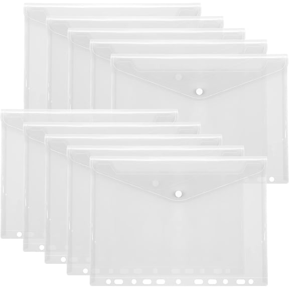 LQCrafK File Folders,12 Packs Plastic Envelopes Clear A5 Letter Size Waterproof Poly Envelopes Folders with Snap Closure for Office School Supplie