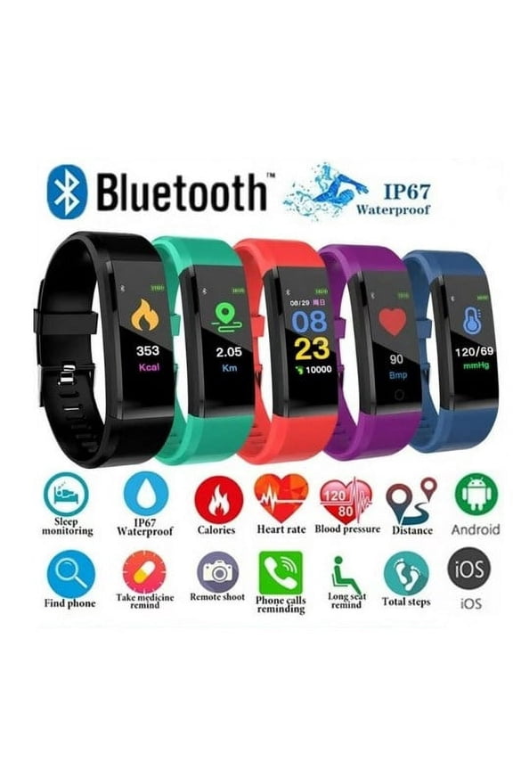 Fitness Tracker, Activity Tracker Watch with Heart Rate Monitor, Waterproof Smart Fitness Band with Step Counter, Calorie Counter, Pedometer Watch for  Women and Men
