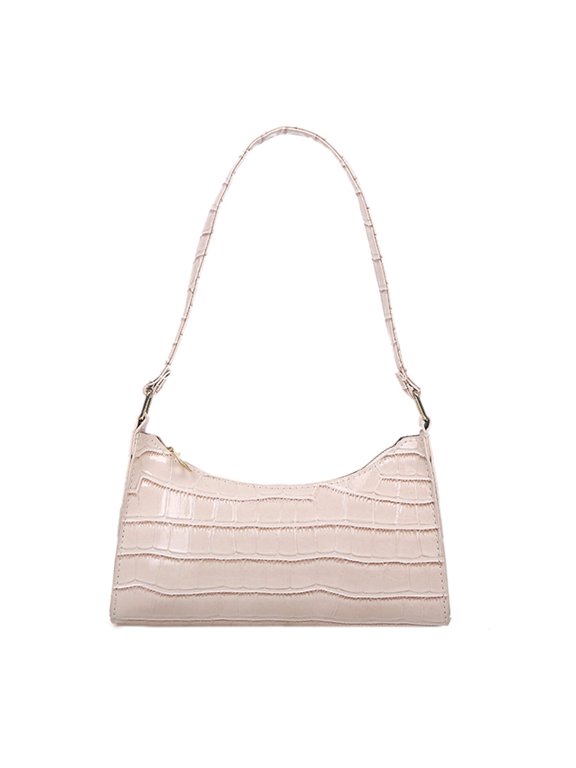 Funny Beans Retro Classic Clutch Shoulder Bag with Zipper Closure for Female, Beige