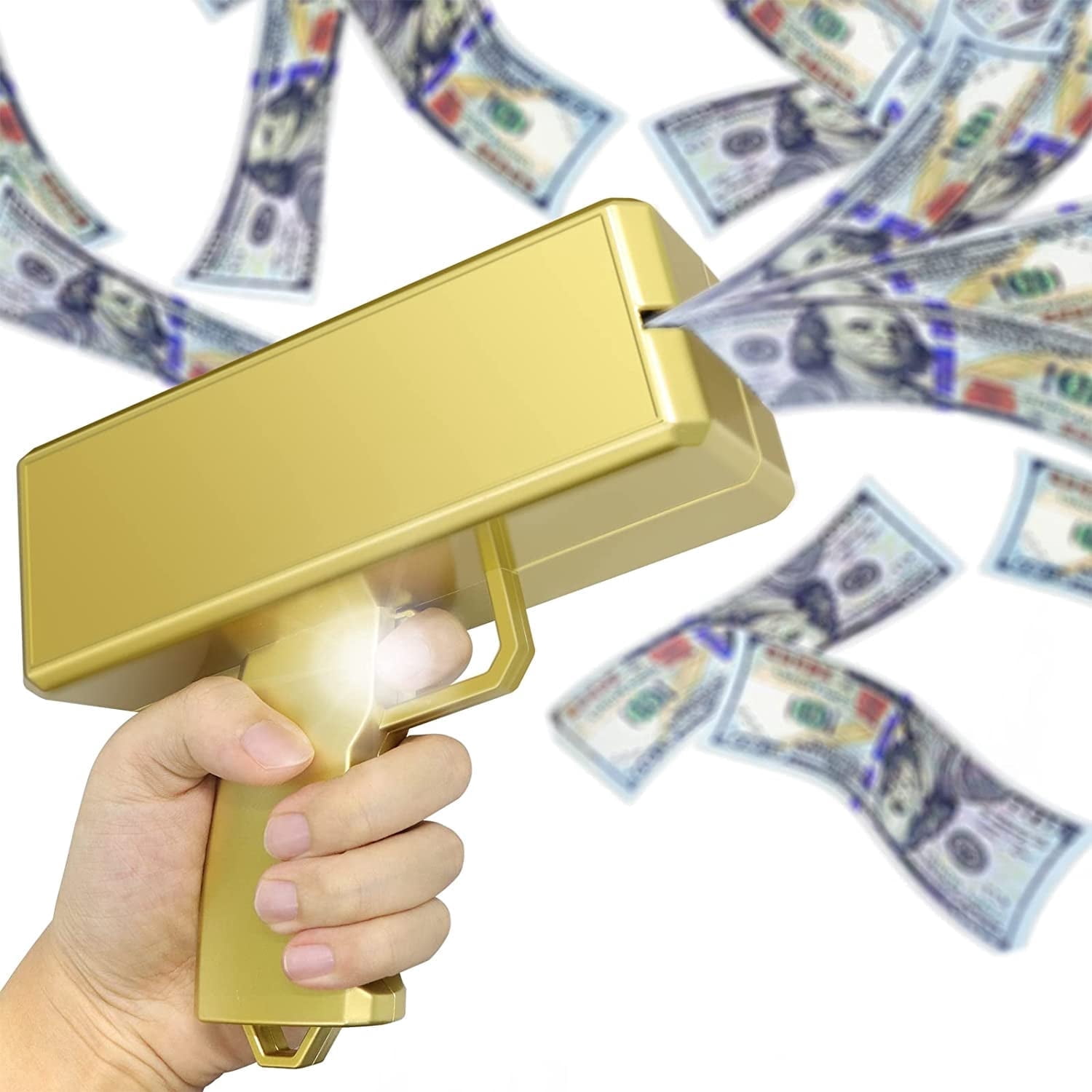 LQCrafK Gold Money Guns Shooter, Super Money Gun Make it Rain Toy Gun, Handheld Spary Cash Gun for Game Movies Party Supplies(Golden)