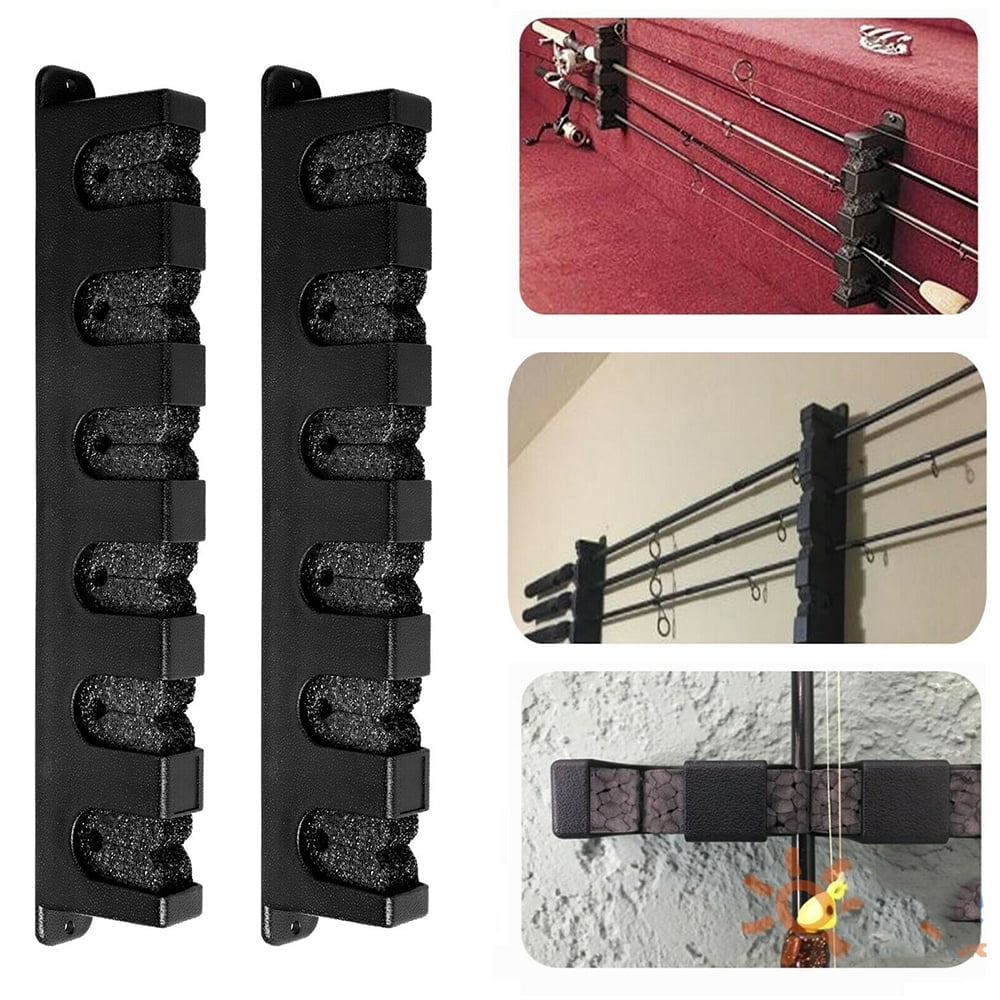 Wall Mount Rode LQCrafK Horizontal Fishing Rod Rack Wall Mount Rod Holder, 6 Vertical ...