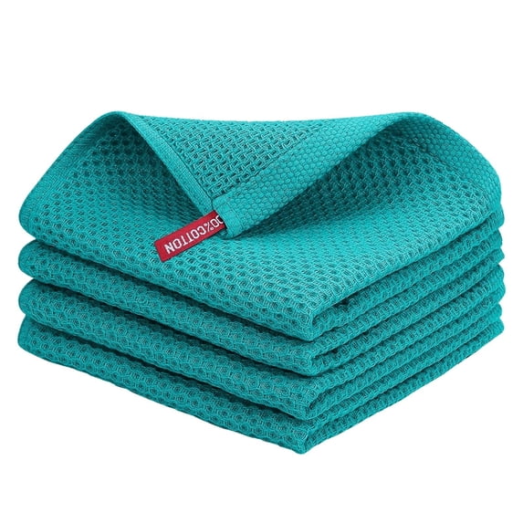LQCrafK Kitchen Dishcloth Set 100% Cotton Waffle Weave Kitchen Dish Cloths,Ultra Soft Absorbent Quick Drying Dish Towels,13.4 X 13.4 Inches,4-Pack Light Grey