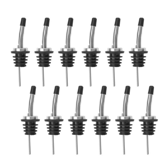 LQCrafK Liquor Pour Spouts Set, 12 Pack Stainless Steel Classic Bottle Pourers Tapered Spout - Liquor Pourers with Rubber Dust Caps