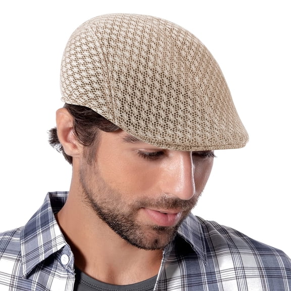 LQCrafK Men Breathable Herringbone Newsboy Gatsby Cap Ivy Flat Hat Winter Golf Cabbie Driving Navy Blue