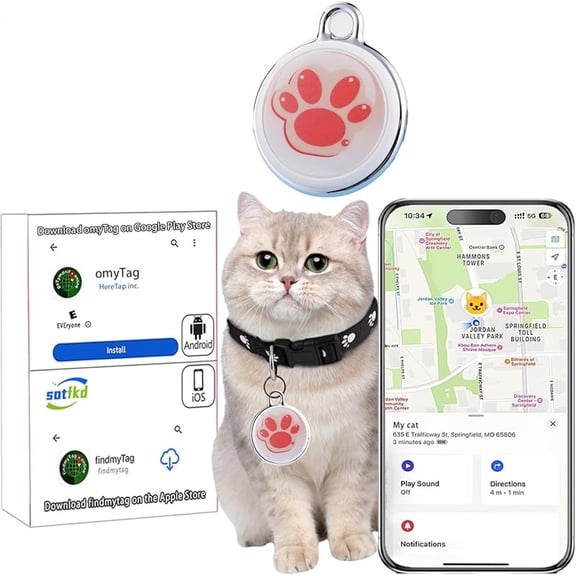 LQCrafK Pet Trackers  No Charging Required No Monthly Fee  Waterproof  For Dog  Cat(Android and iOS Universal)