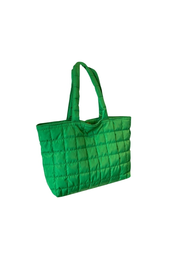 Quilted Tote Bags for Women Lightweight Puffer Padding Shoulder Bag Large Nylon Tote Handbag Zipper Closure