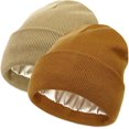 thumbnail image 1 of LQCrafK Satin Lined Winter Beanie for Women Men Silky Lining Slouchy Skull Cap Knitted Cuffed Skiing Knit Hat, 1 of 6