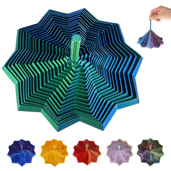 LQCrafK Sensory Fidget Star 7" Gold Christmas Edition,3D Printed Fidgets Spiral Tower,Quiet Sensory Fidget Toys for Relaxation,Holiday Decor and Xmas Gift Ideas,Large